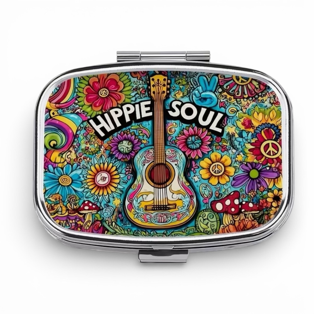Hippie Soul Printed Top Portable Compact Pill Case NWT